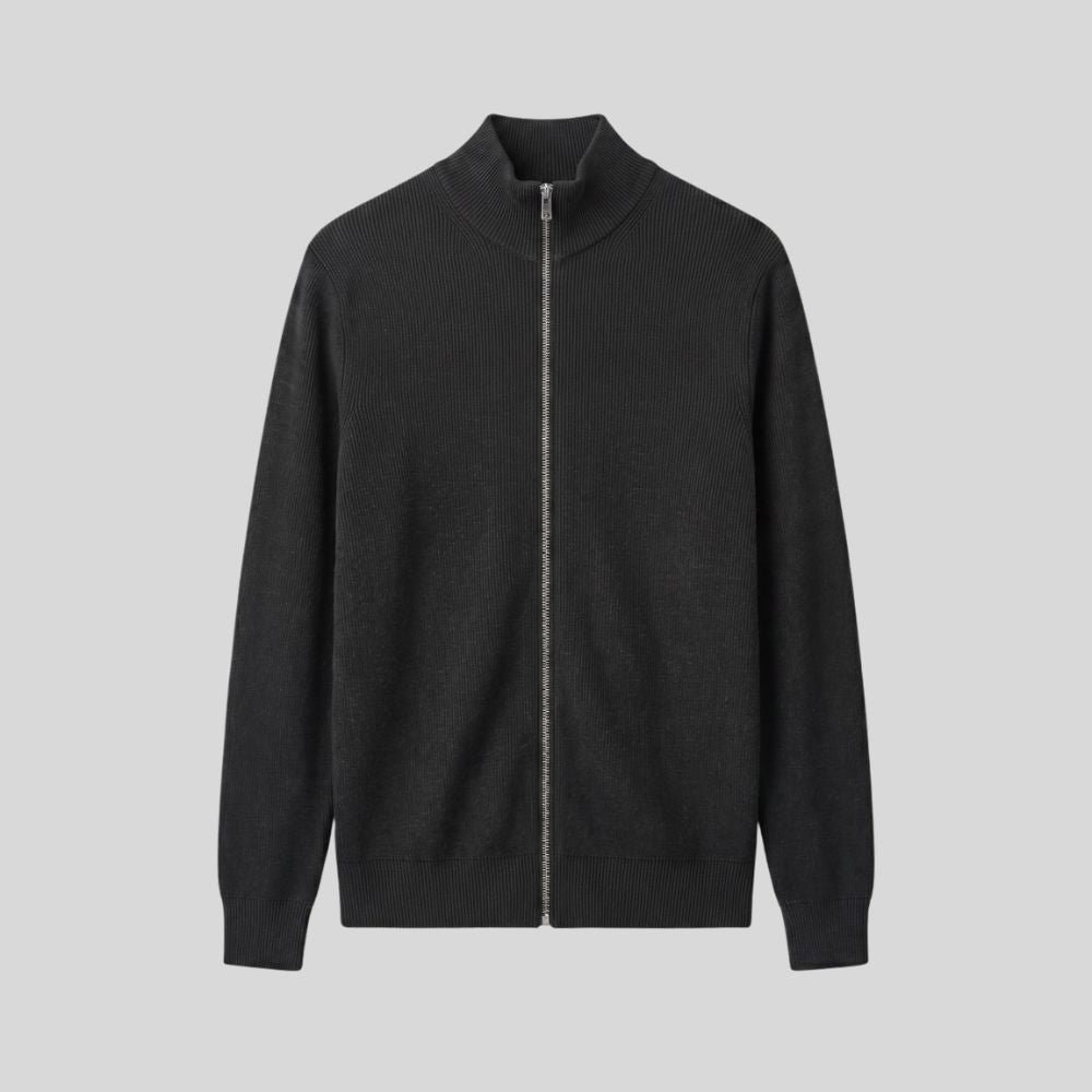 Fine-knit zip jacket