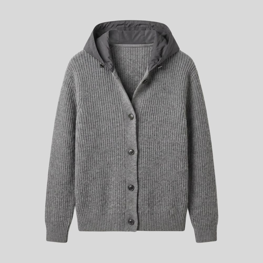 Buttoned hooded knit
