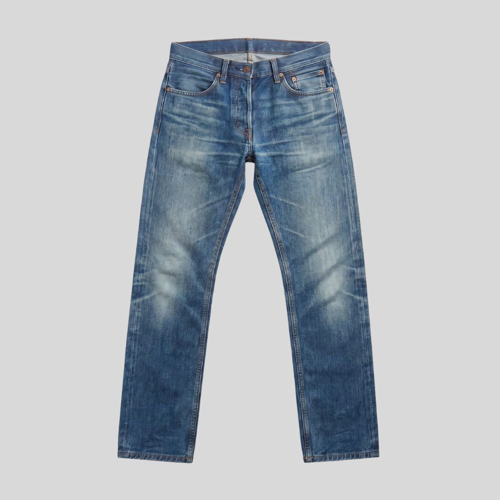 Aged blue denim