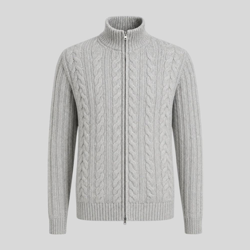 Cable-knit zip jacket
