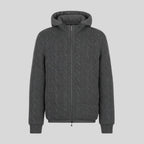 Hooded wool-blend zip jacket