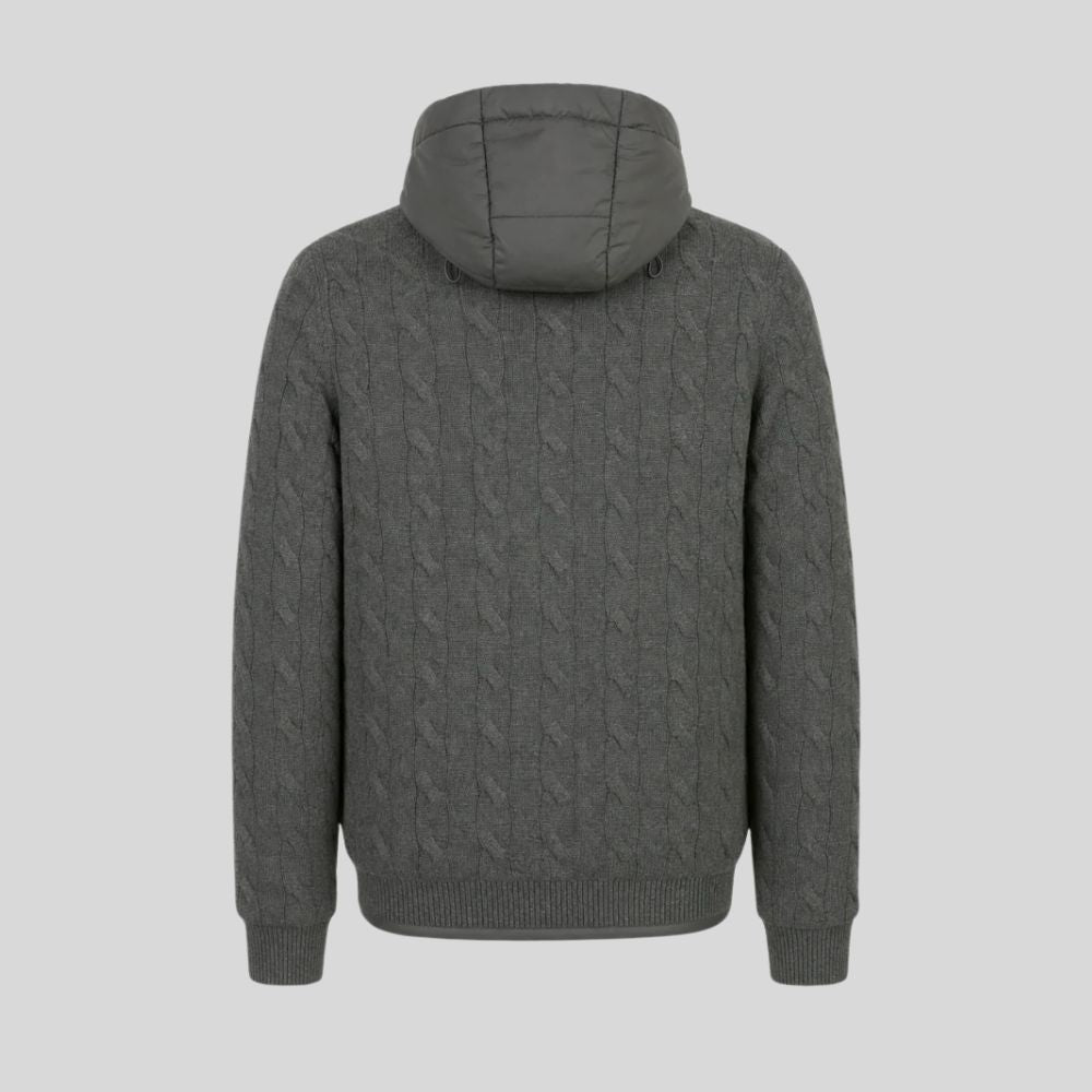 Hooded wool-blend zip jacket
