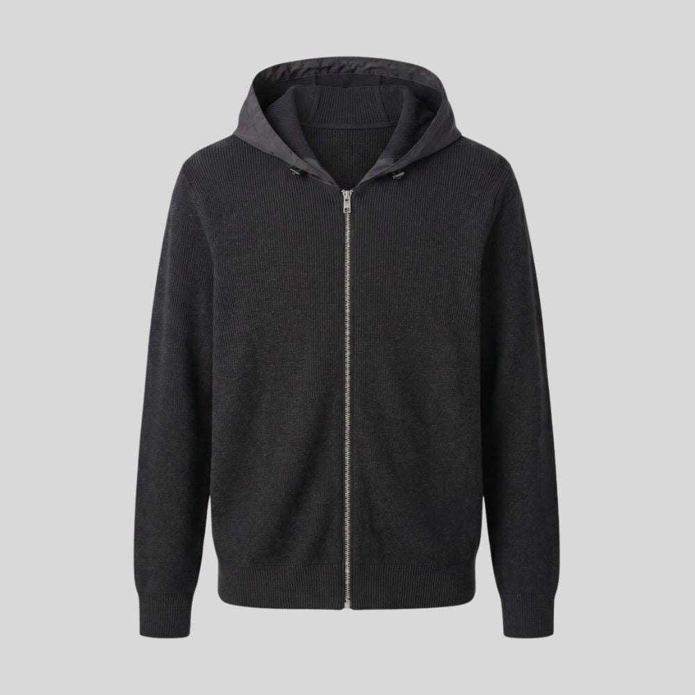 Ribbed hooded knit